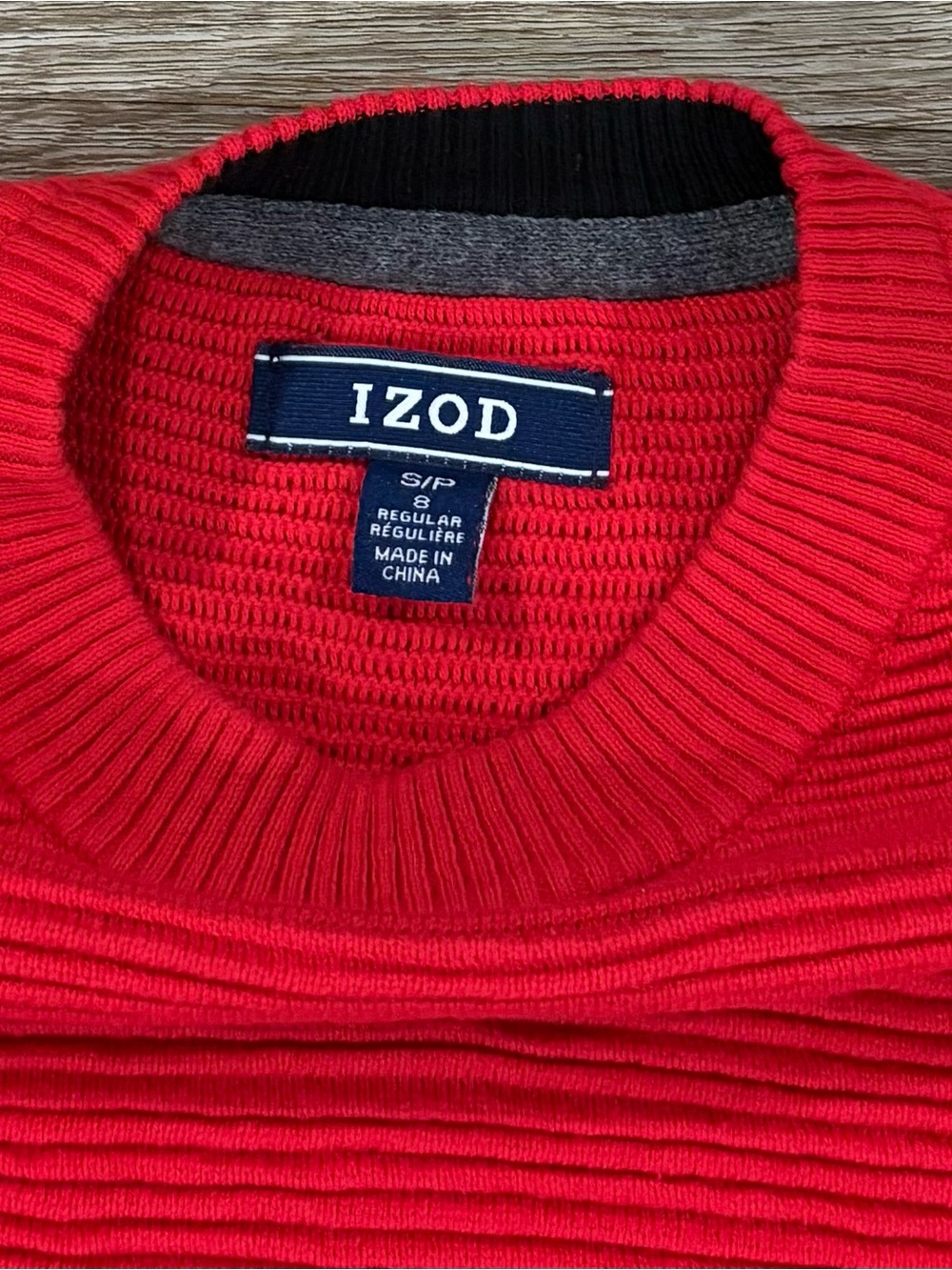 Izod Red Ribbed Crewneck Sweater Top size 8